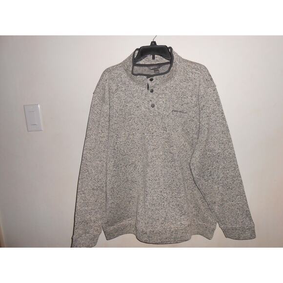 Eddie Bauer Sweatshirt Mens Mock Neck Pullover Fleece Heathered Grey‎ XXL - Picture 1 of 4